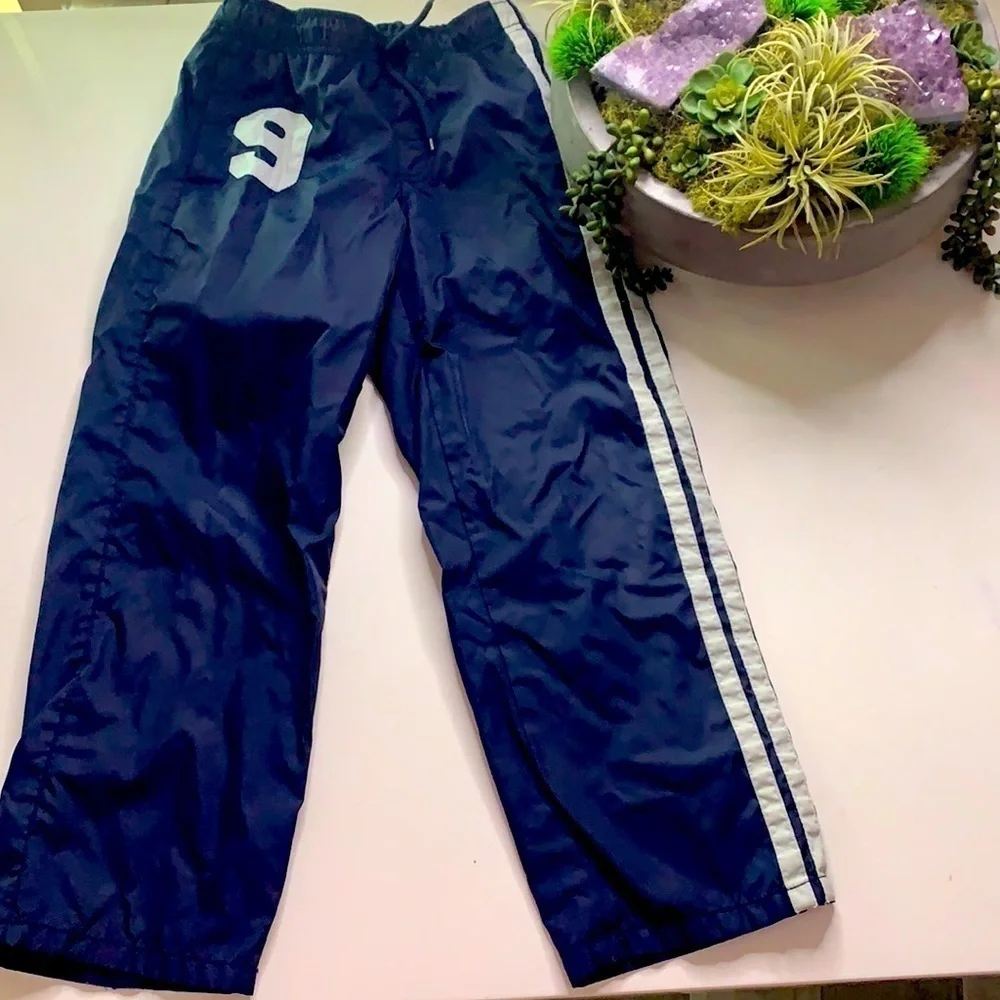 Gymboree #9 Navy Stripe leg lined windbreaker pants boy casual play 7
